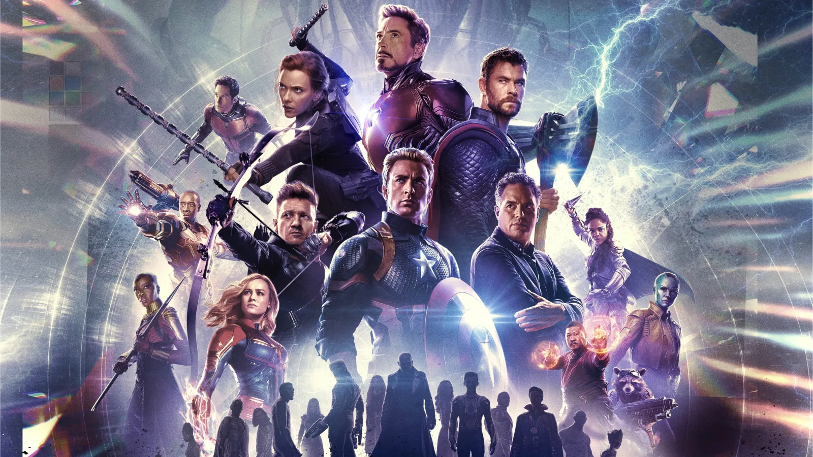 Visuel officiel d’Avengers : Endgame réunissant Captain America, Iron Man, Thor, Hulk, Black Widow, Captain Marvel et les autres Avengers.