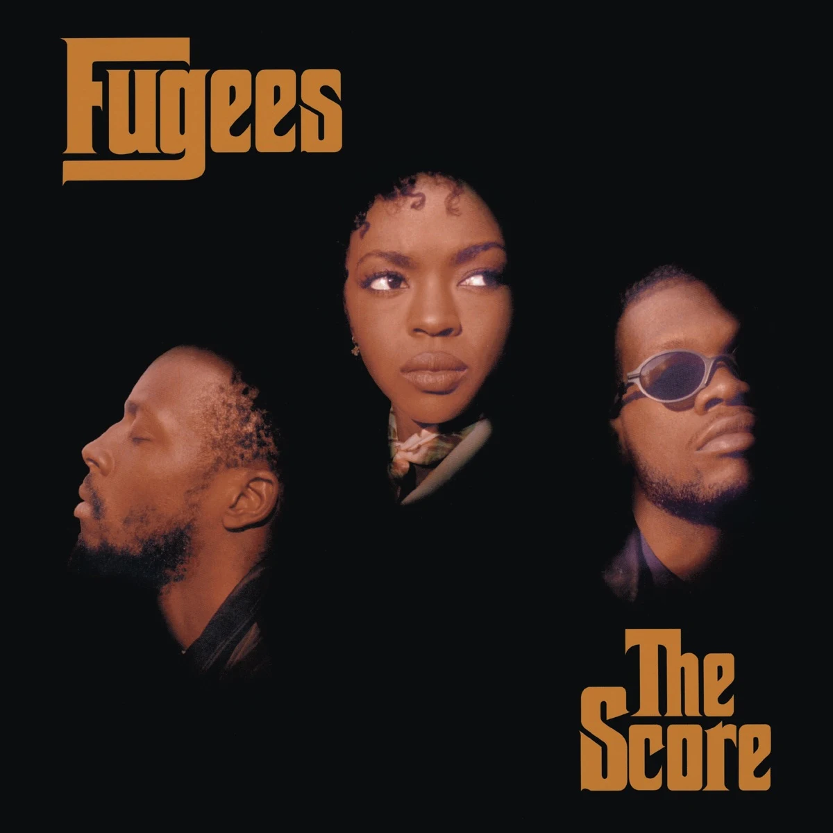 Pochette officielle de The Score montrant Wyclef Jean, Lauryn Hill et Pras sur fond noir.