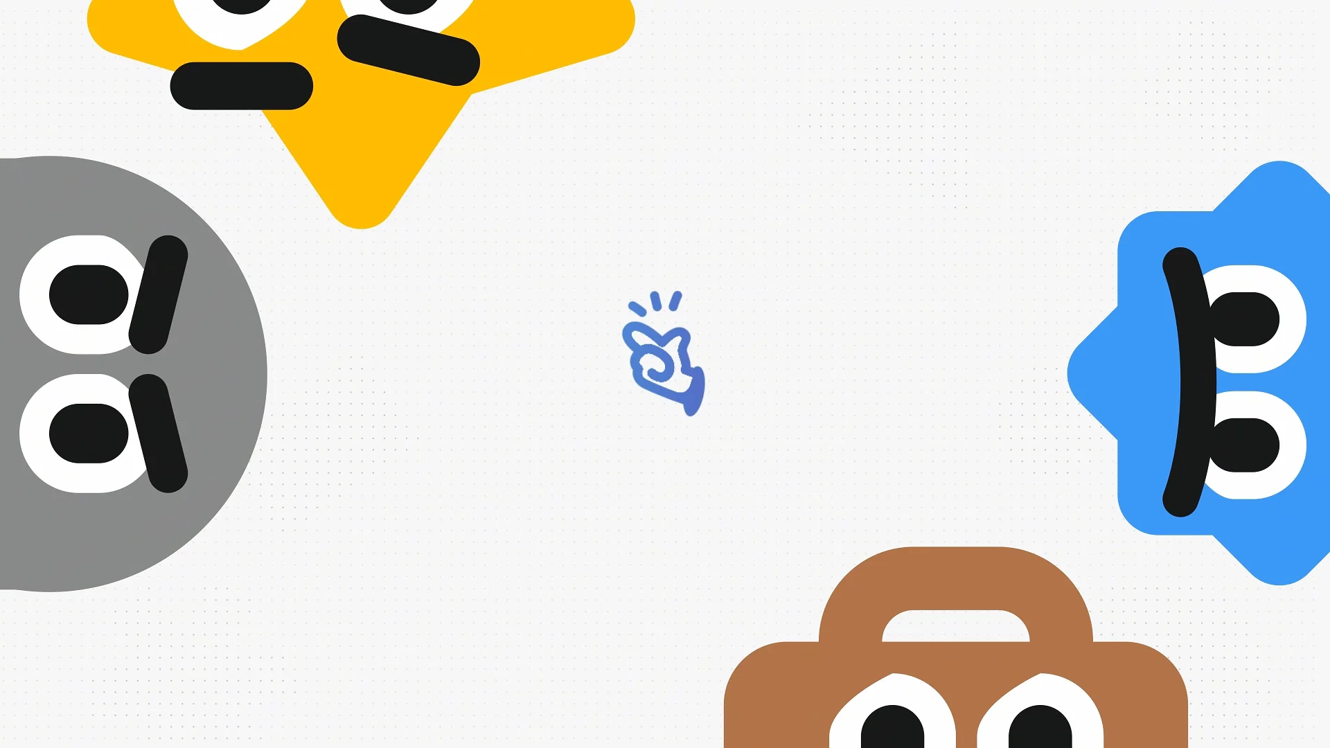 Image de la vidéo officielle de lancement de Manus 2.0 : le logo de Manus, une main dessinée en bleu, entouré de quatre personnages colorés de Cue, une étoile jaune, un rond gris, un losange bleu et une mallette marron, sur fond clair.