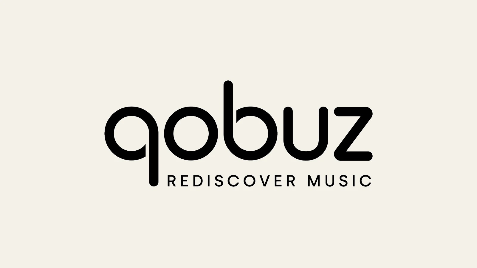 Le logo de Qobuz, « qobuz rediscover music », en noir sur fond clair.