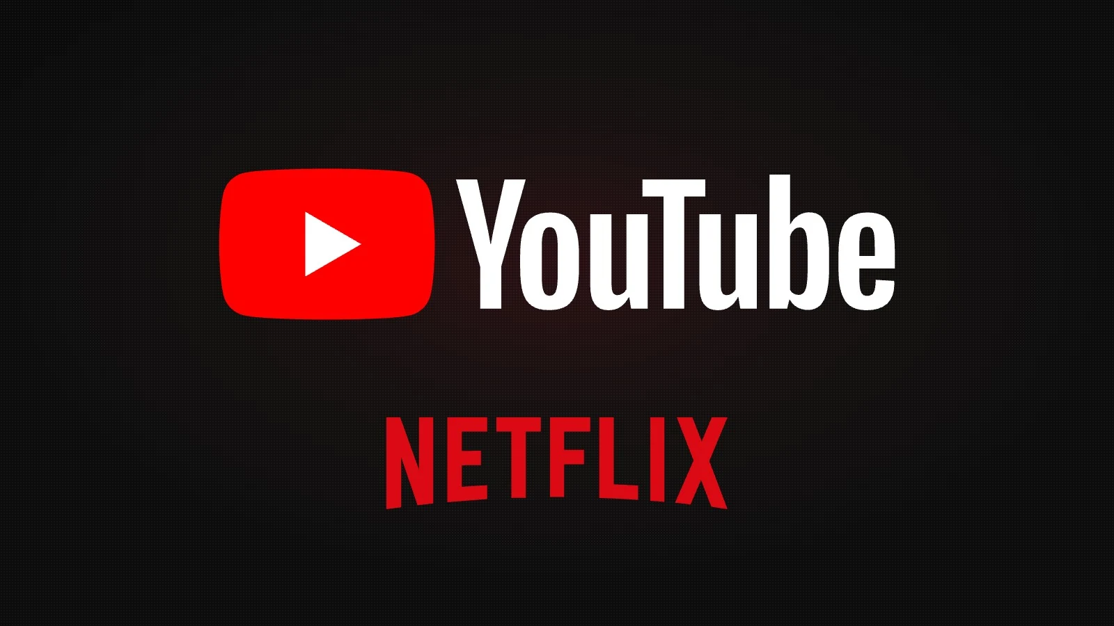 Le logo de YouTube en grand, au-dessus du logo rouge de Netflix, deux fois plus petit, sur fond noir.